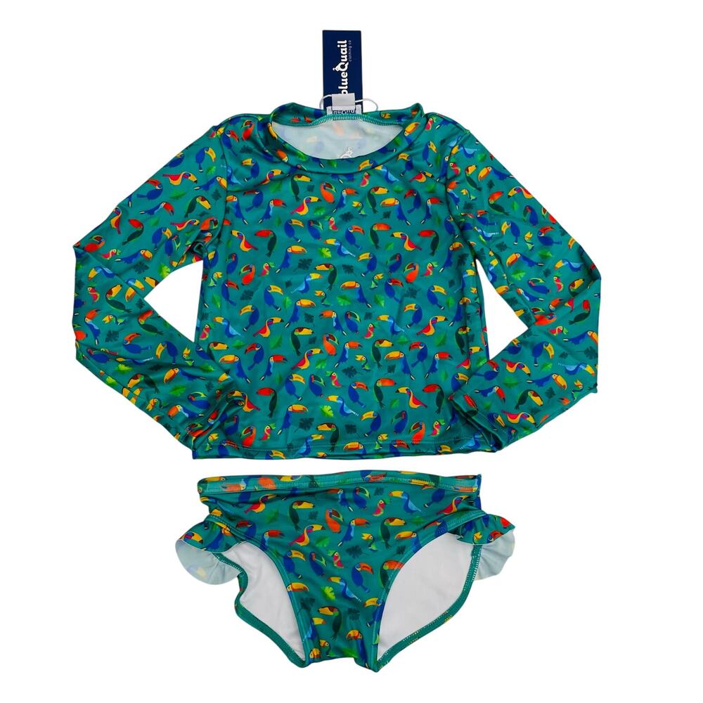 NWT Blue Quail Size 2T Toucan Girl's Rashguard 2-Piece Swimsuit